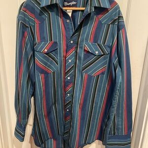 Wrangler Vintage Men’s Casual Multi Color Pearl Snap Button Shirt